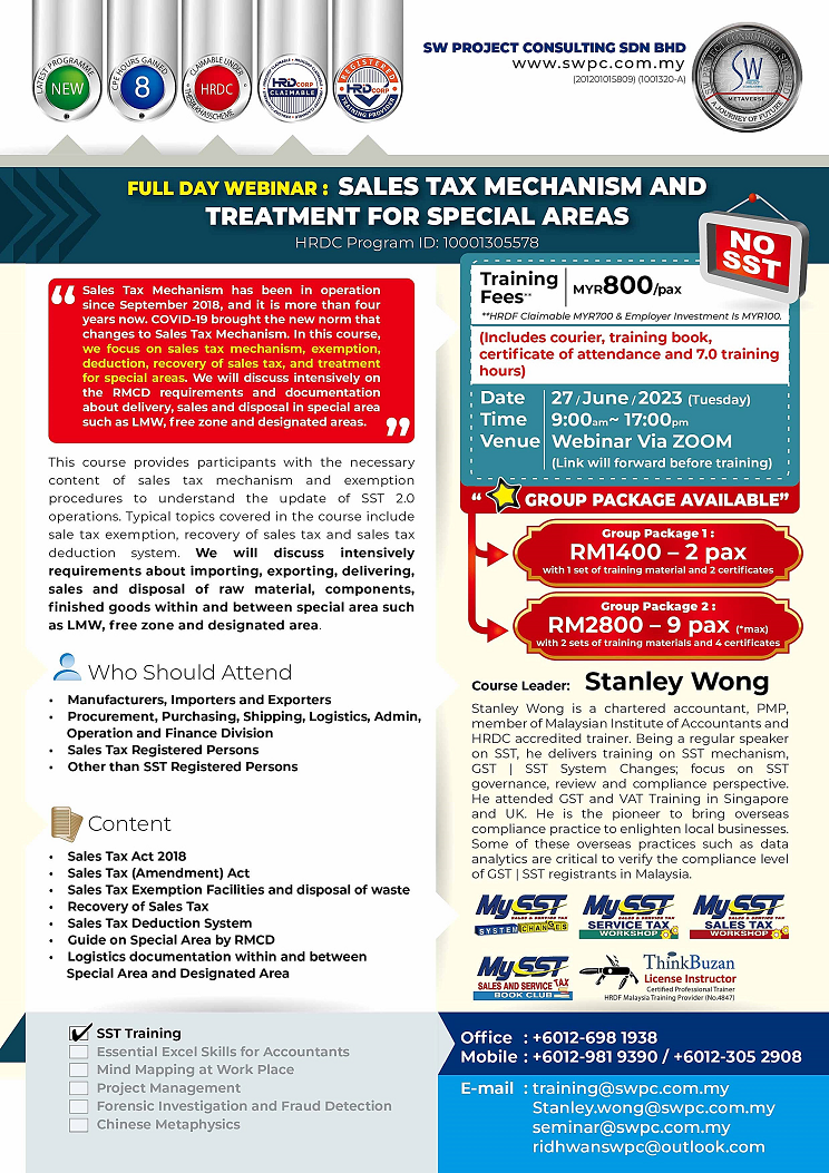 Online Seminar – Sales Tax Mechanism and Treatment for Special Areas