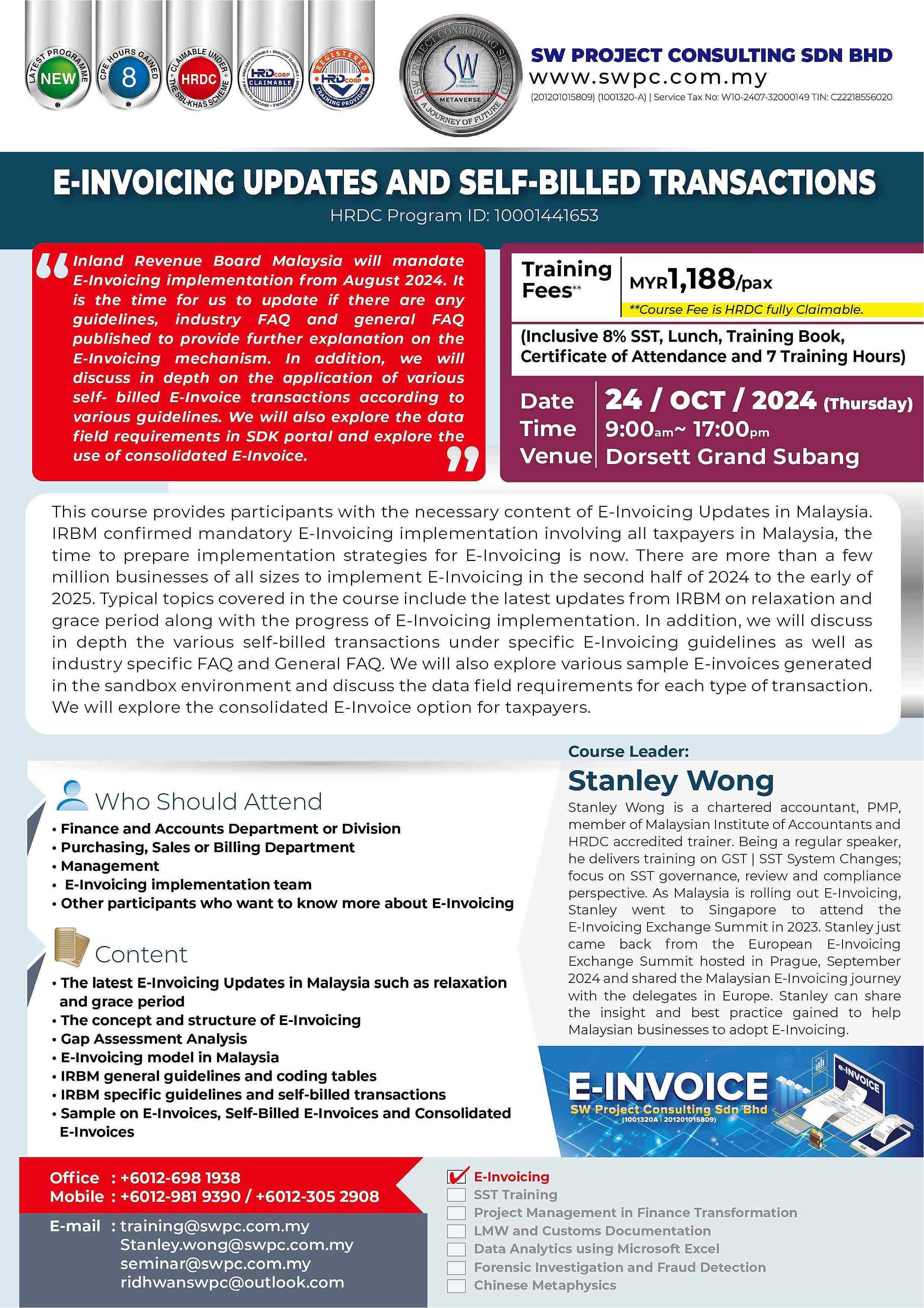 In-Person Seminar - E-Invoicing Updates and Self-Billed Transactions