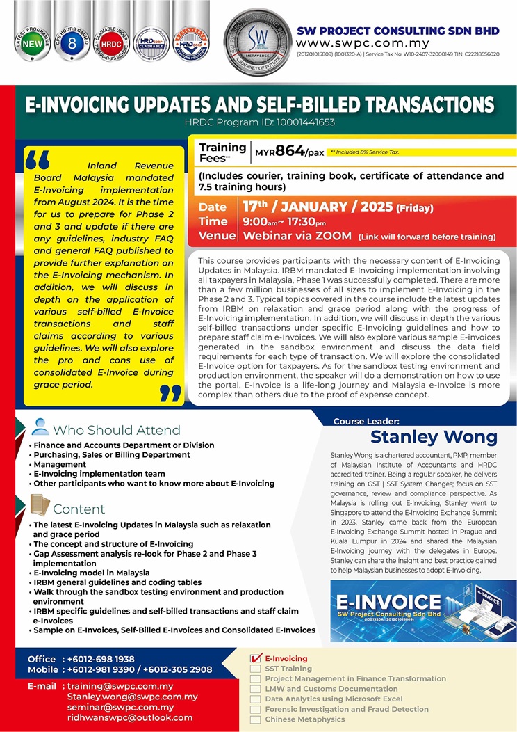 Online Seminar - E-Invoicing Updates and Self-Billed Transactions