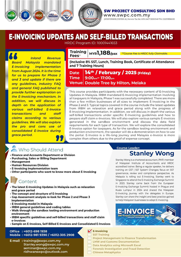 In-Person Seminar - E-Invoicing Updates and Self-Billed Transactions - Melaka