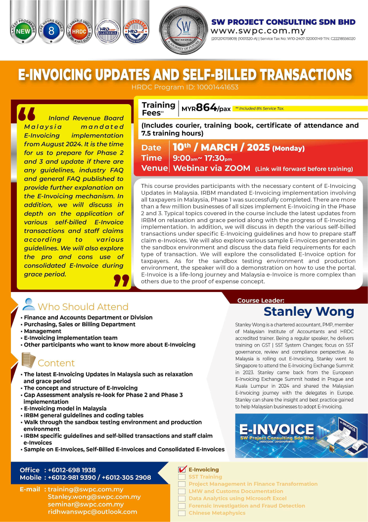 Online Seminar - E-Invoicing Updates and Self-Billed Transactions